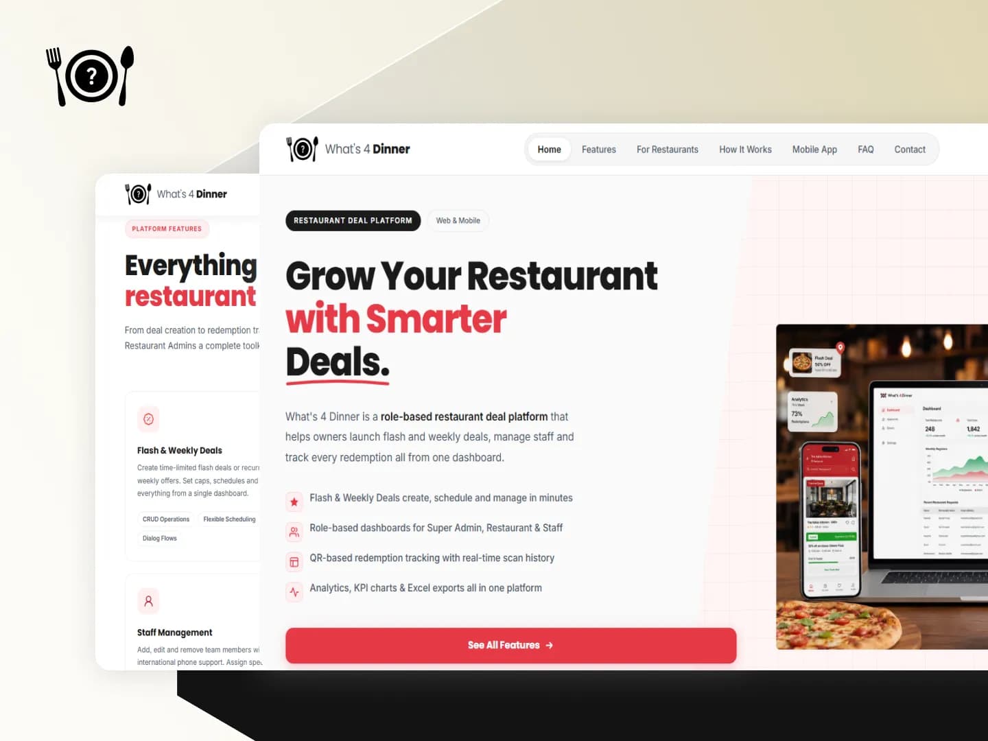 What’s 4 Dinner – Restaurant Deal & Admin Platform