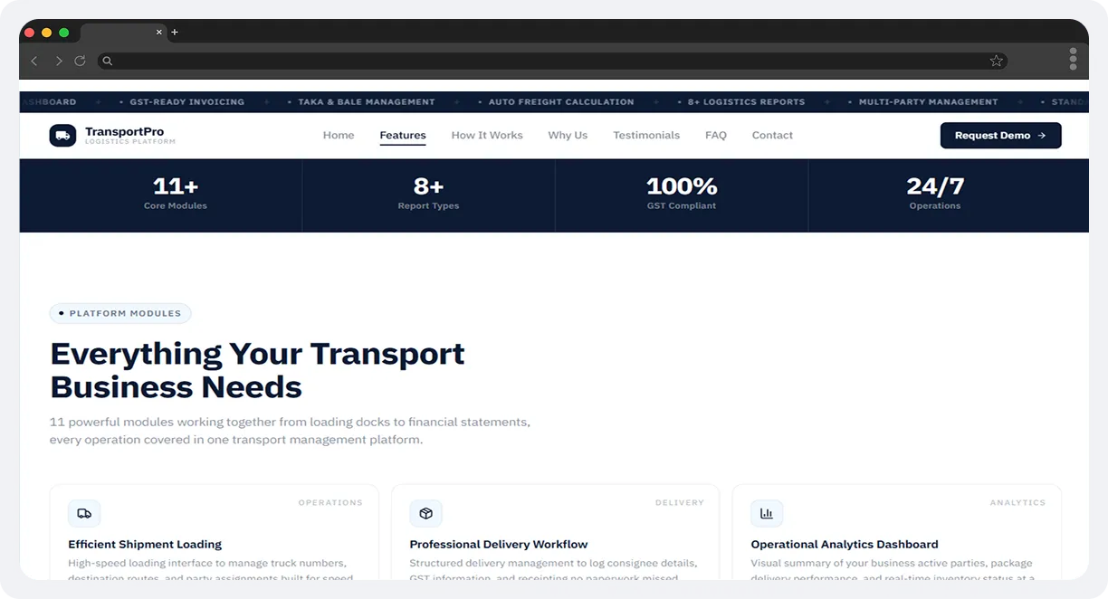 TransportPro – Transport Management Software screen 2