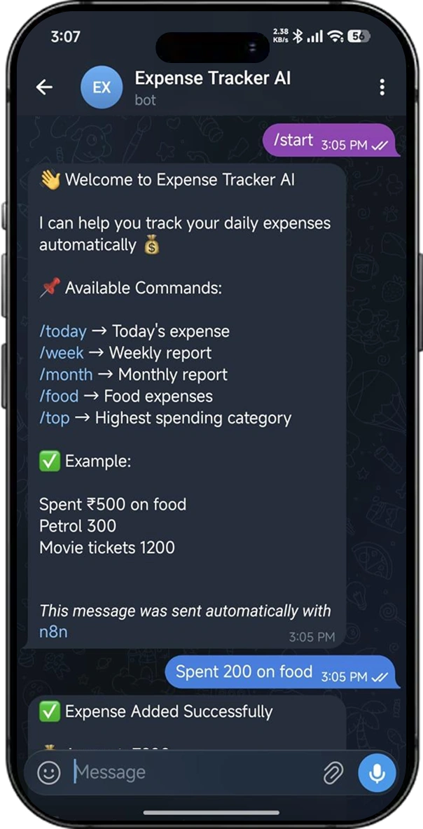 AI Daily Expense Tracker Bot screen 1