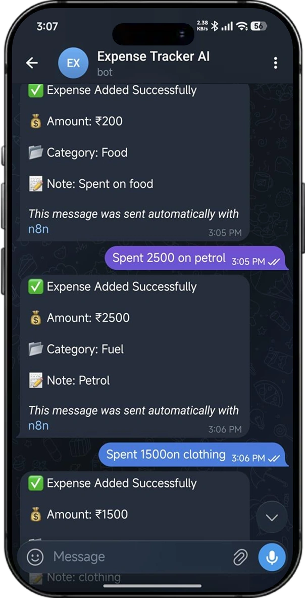 AI Daily Expense Tracker Bot screen 2