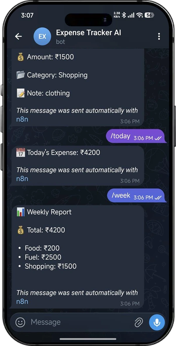 AI Daily Expense Tracker Bot screen 3