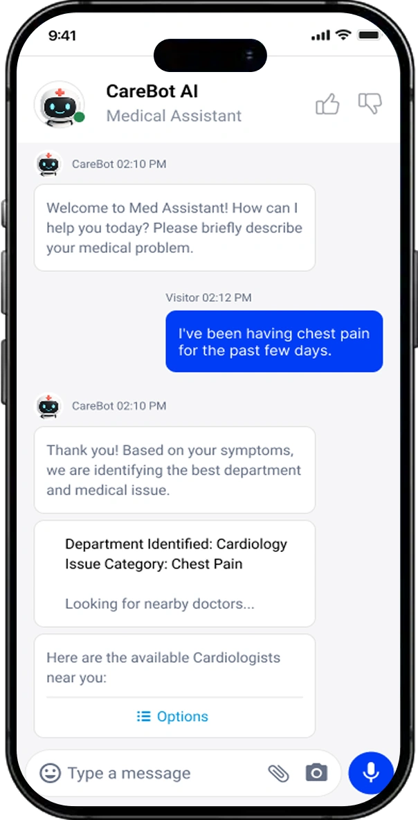 CareBot AI – Medical Appointment Assistant screen 1