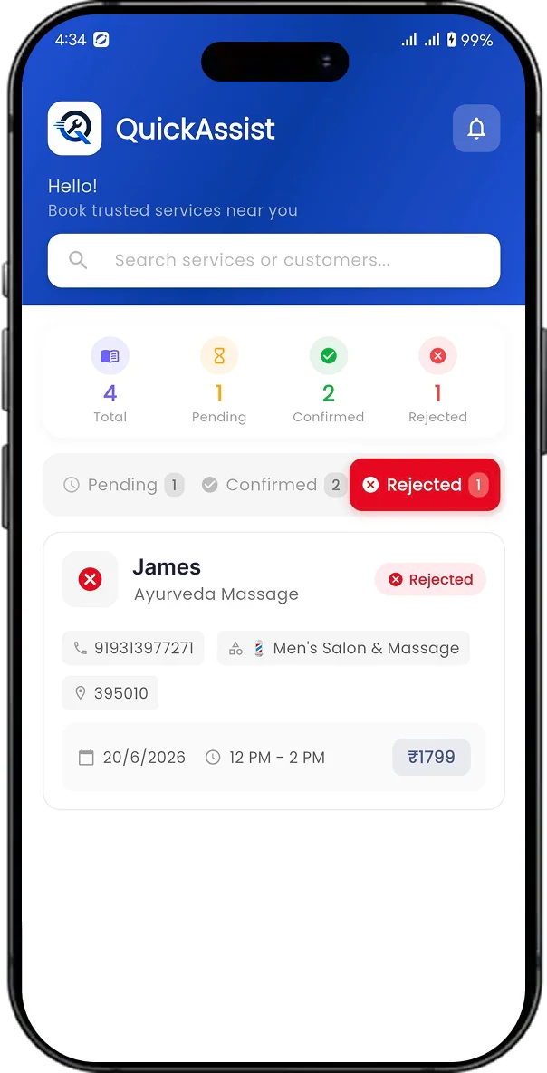 QuickAssist – WhatsApp Service Booking System screen 6